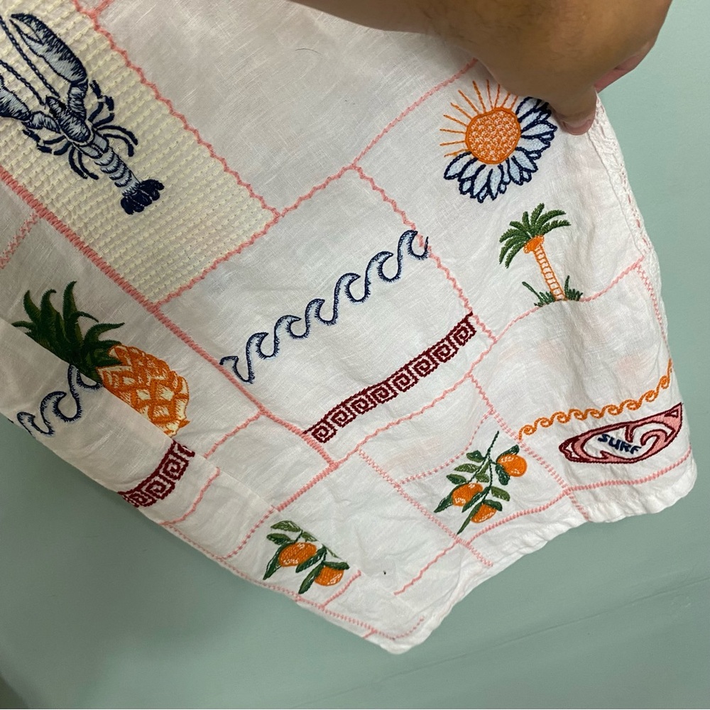 Anthropologie Pilcro Embroidered Patchwork Pants Tropical Vacation Baggy L Tall - Picture 5 of 11
